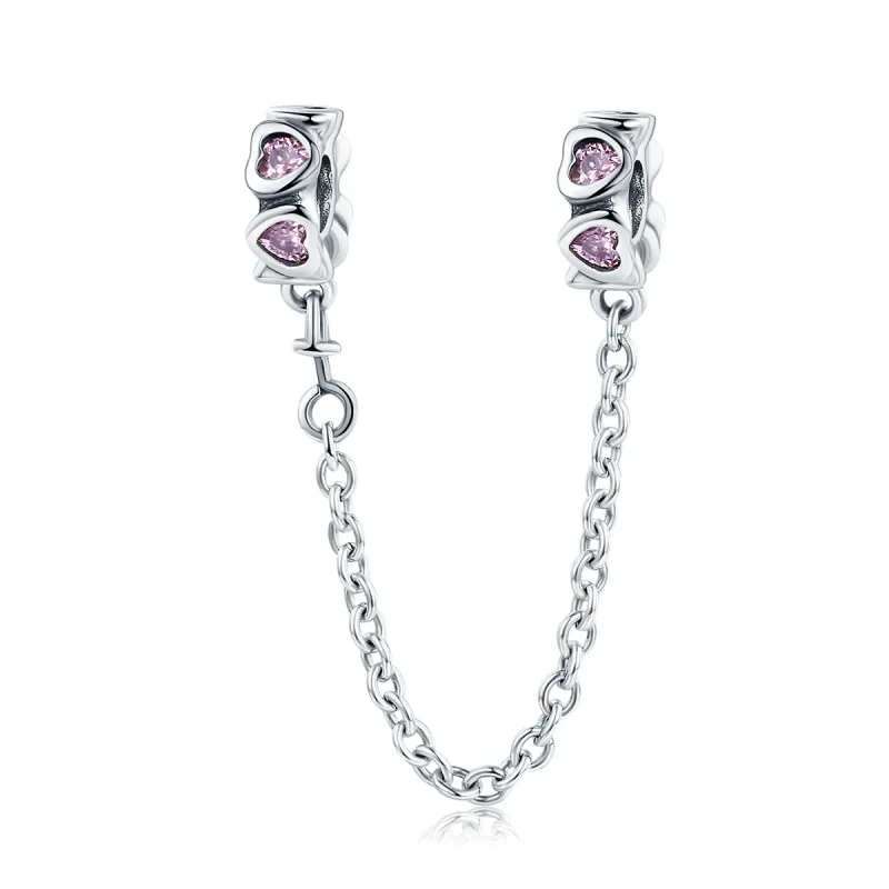 (image for) Pandora Style Silver Safety Chain Charm, Fragrant Heart - SCC562 - Product Image