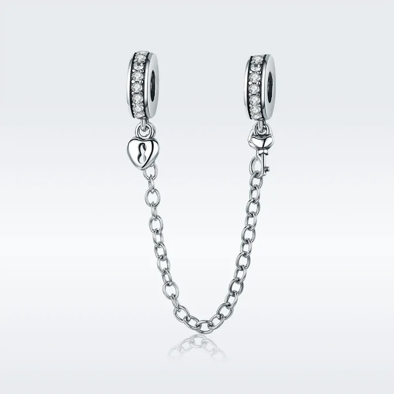 (image for) Pandora Style Silver Safety Chain Charm, Only Love - SCC606 - View 2
