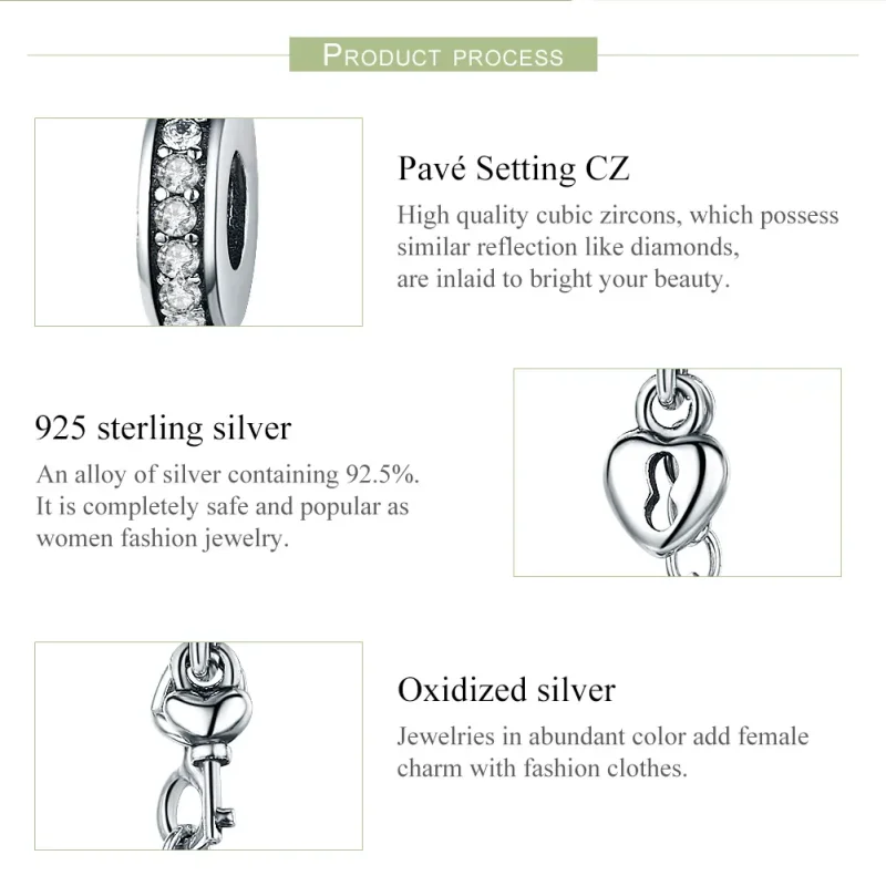 (image for) Pandora Style Silver Safety Chain Charm, Only Love - SCC606 - View 6