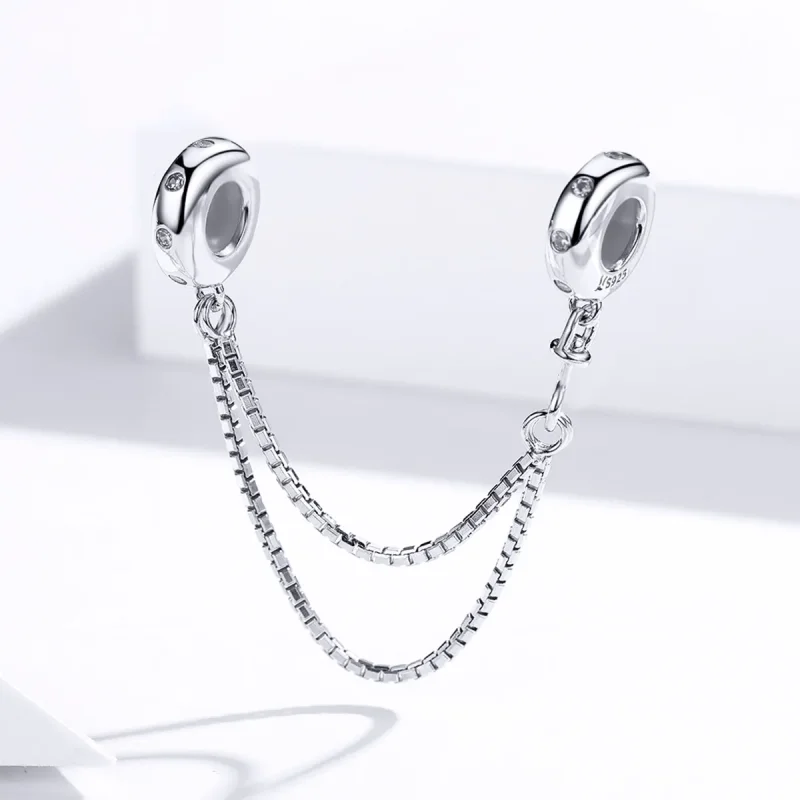 (image for) Pandora Style Silver Safety Chain Charm, Simple Chain - SCC1419 - View 2
