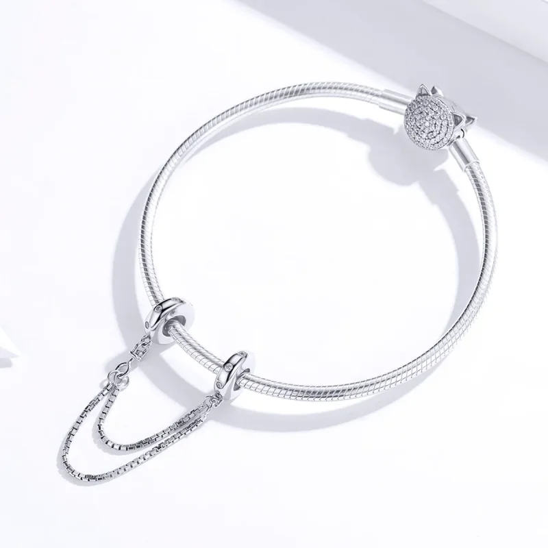 (image for) Pandora Style Silver Safety Chain Charm, Simple Chain - SCC1419 - View 3