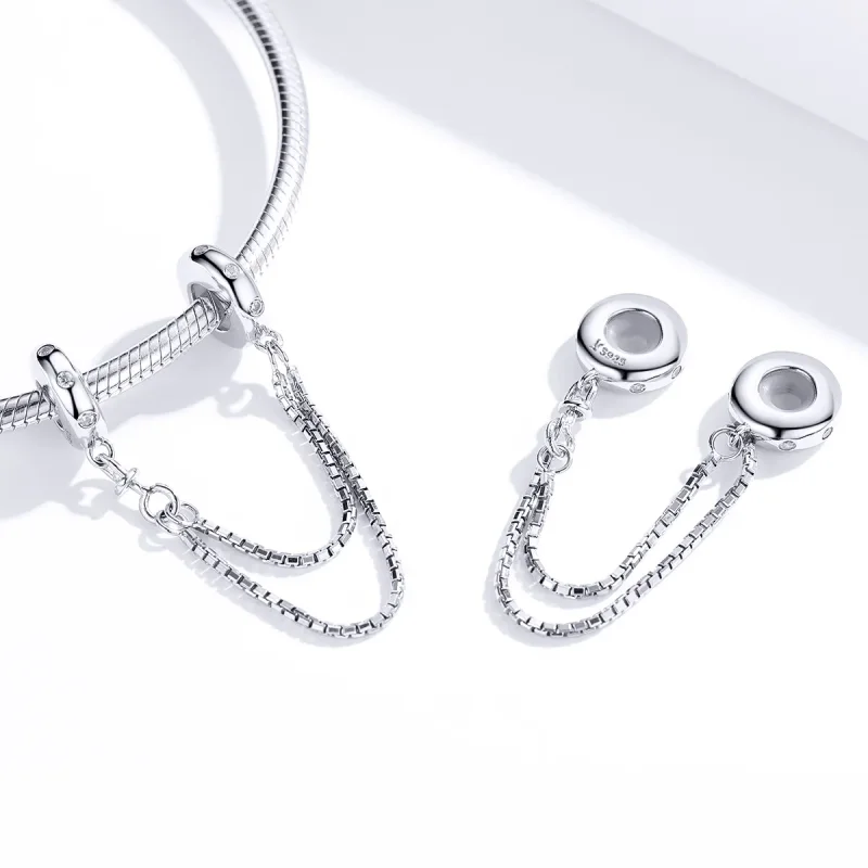 (image for) Pandora Style Silver Safety Chain Charm, Simple Chain - SCC1419 - View 4