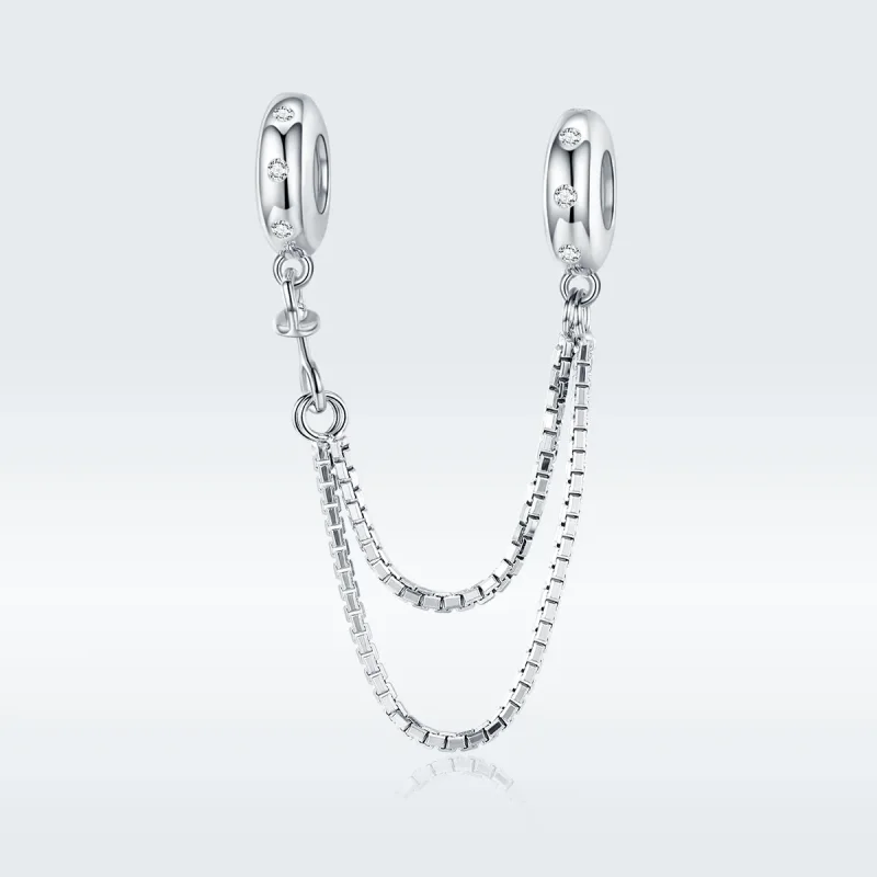(image for) Pandora Style Silver Safety Chain Charm, Simple Chain - SCC1419 - View 5