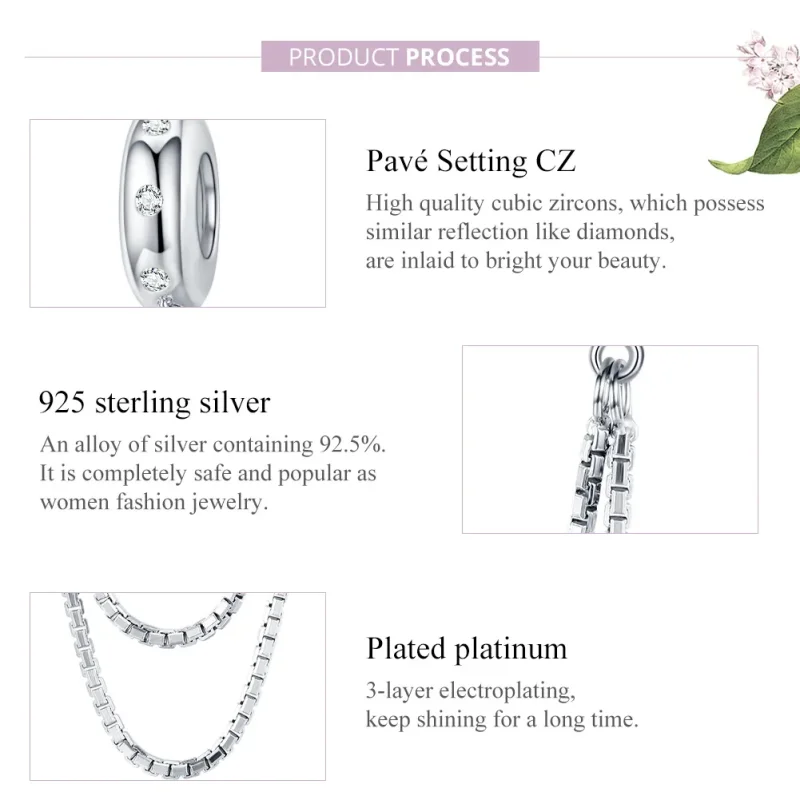 (image for) Pandora Style Silver Safety Chain Charm, Simple Chain - SCC1419 - View 8