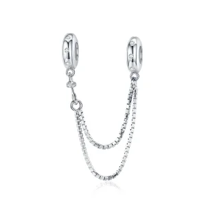 (image for) Pandora Style Silver Safety Chain Charm, Simple Chain - SCC1419