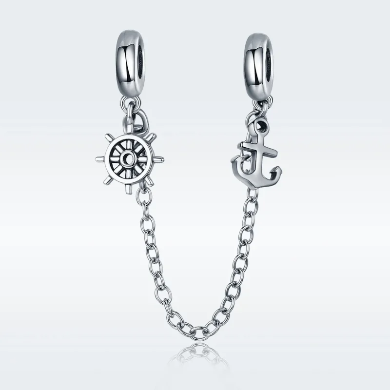 (image for) Pandora Style Silver Safety Chain Charm, Voyage - SCC604 - View 2