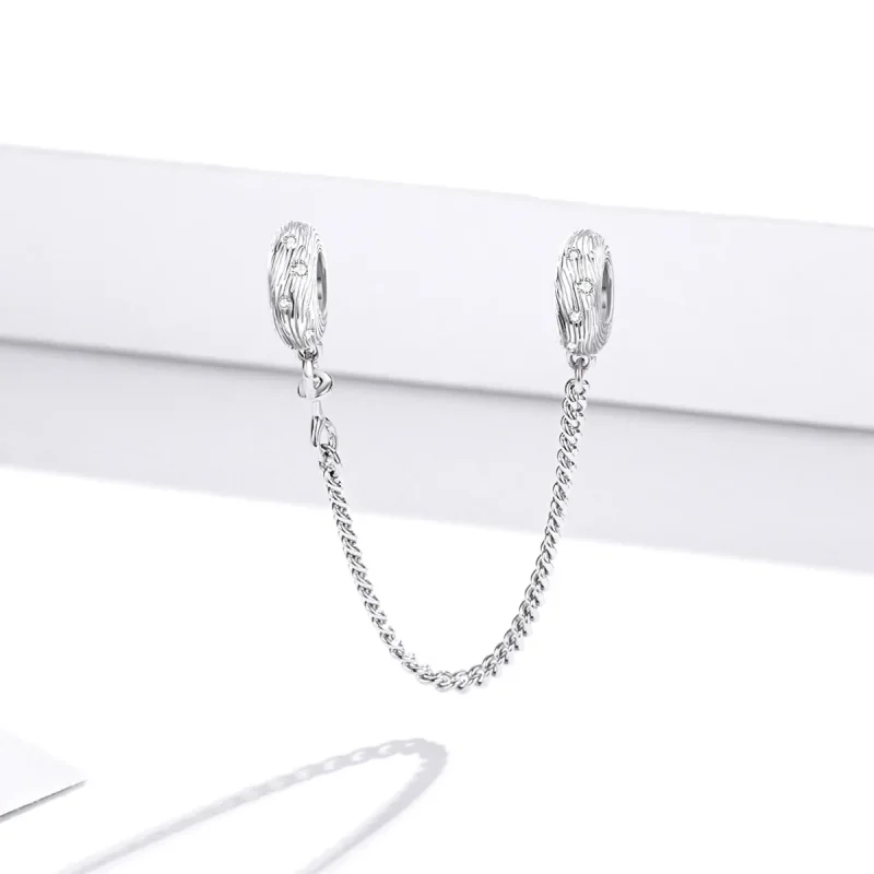 (image for) Pandora Style Silver Safety Chain Charm, Water Wave - SCC1577 - View 2