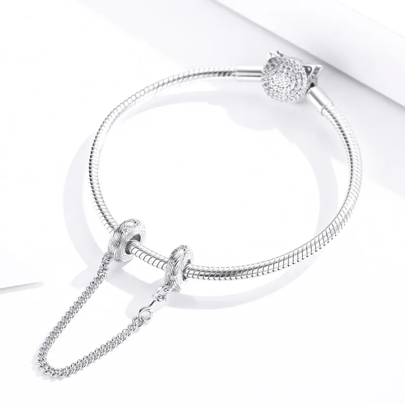 (image for) Pandora Style Silver Safety Chain Charm, Water Wave - SCC1577 - View 3