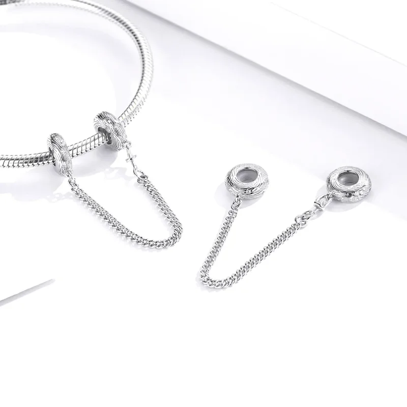 (image for) Pandora Style Silver Safety Chain Charm, Water Wave - SCC1577 - View 4