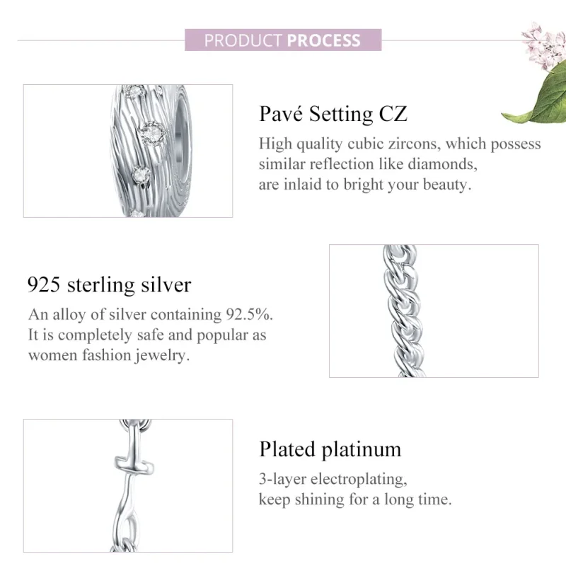 (image for) Pandora Style Silver Safety Chain Charm, Water Wave - SCC1577 - View 8