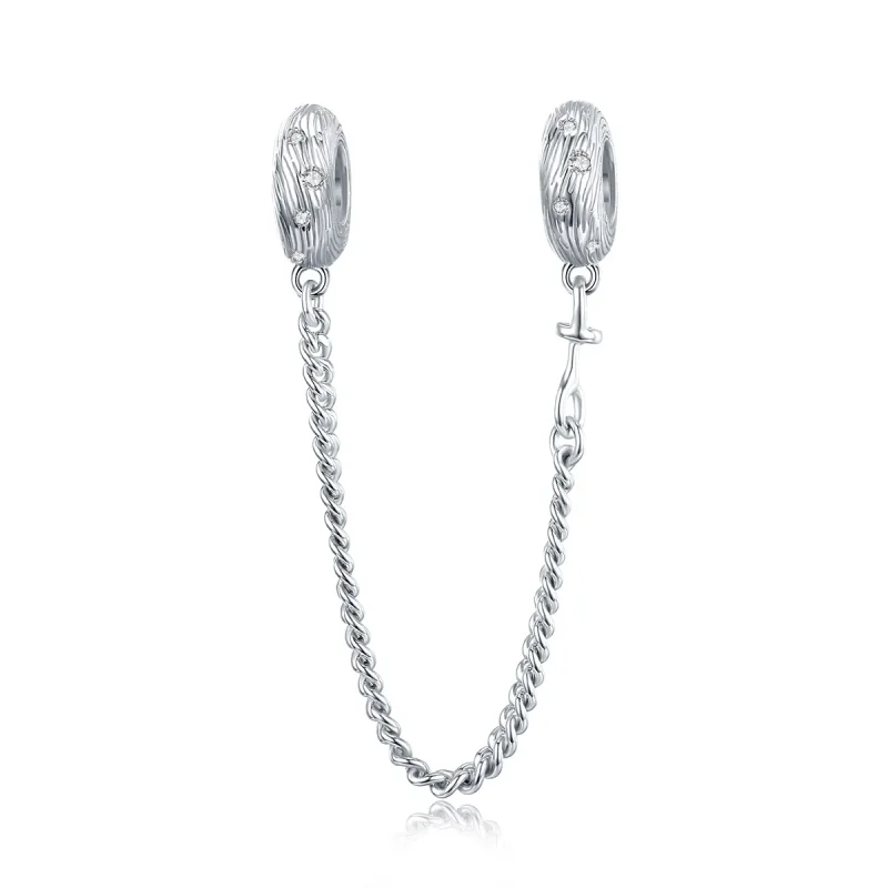 (image for) Pandora Style Silver Safety Chain Charm, Water Wave - SCC1577 - Product Image
