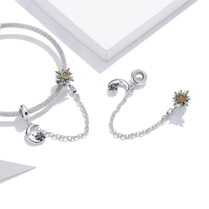 (image for) Pandora Style Silver Safety Chain Charm, Whole Universe - SCC1763 - View 4