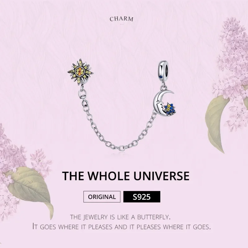 (image for) Pandora Style Silver Safety Chain Charm, Whole Universe - SCC1763 - View 6