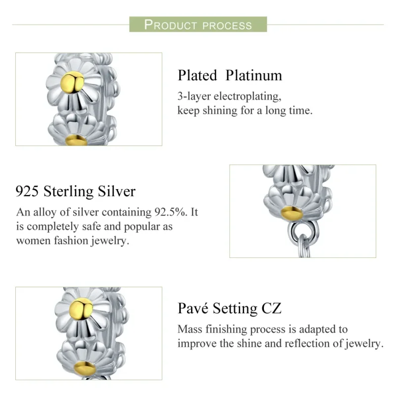 (image for) Pandora Two Tone Style Charm, Daisy - SCC618 - View 6