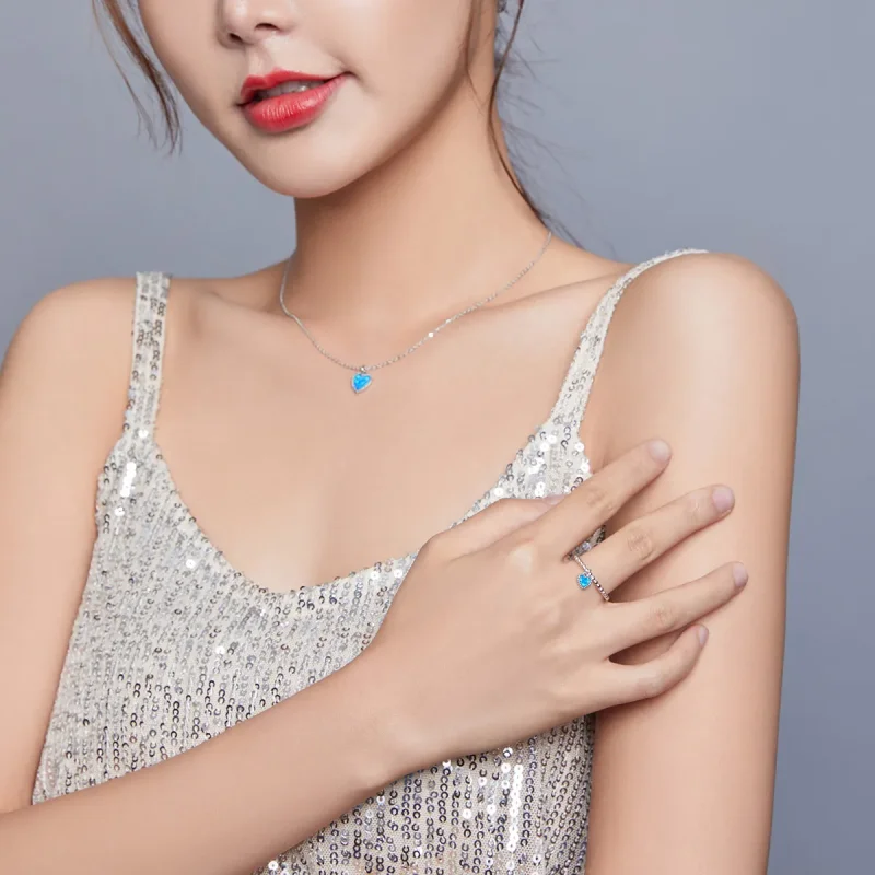 (image for) Pandora Style Set, Bicolor Dark Blue Heart - SET018 - View 2