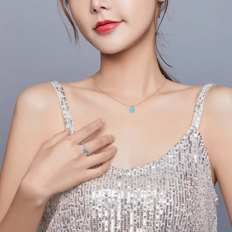 (image for) Pandora Style Set, Bicolor Dark Blue Heart - SET018 - View 3