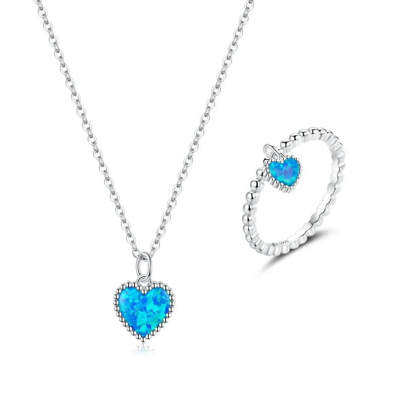 (image for) Pandora Style Set, Bicolor Dark Blue Heart - SET018 - Product Image