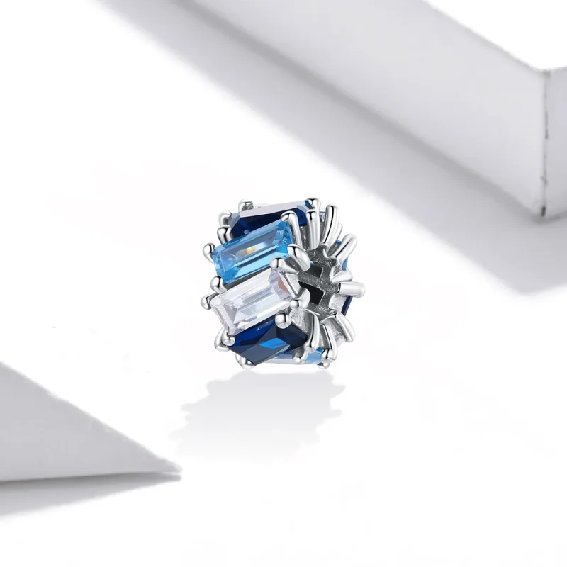 (image for) Pandora Style Silver Spacer Charm, Blue Square - SCC1806 - View 2