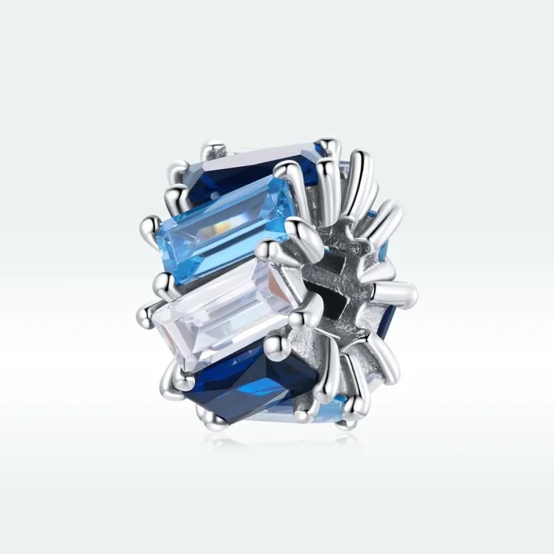 (image for) Pandora Style Silver Spacer Charm, Blue Square - SCC1806 - View 5