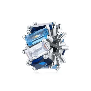 (image for) Pandora Style Silver Spacer Charm, Blue Square - SCC1806