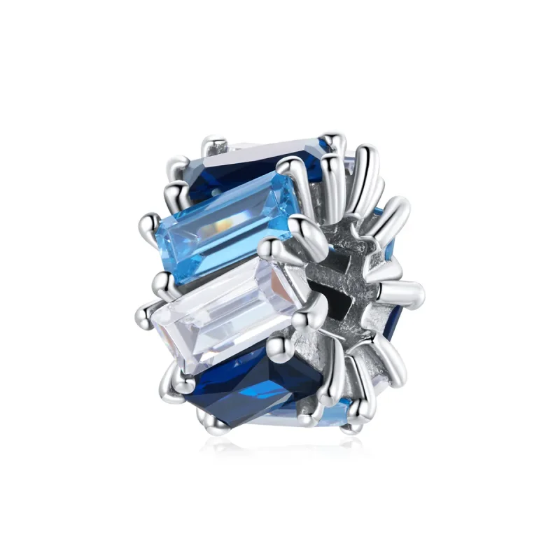 (image for) Pandora Style Silver Spacer Charm, Blue Square - SCC1806 - Product Image