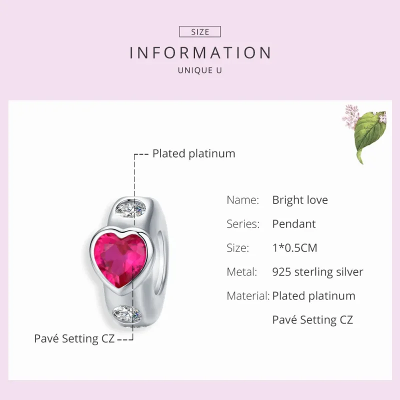 (image for) Pandora Style Silver Spacer Charm, Bright Love - BSC123 - View 6