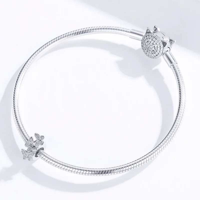 (image for) Pandora Style Silver Spacer Charm, Butterfly - BSC120 - View 3