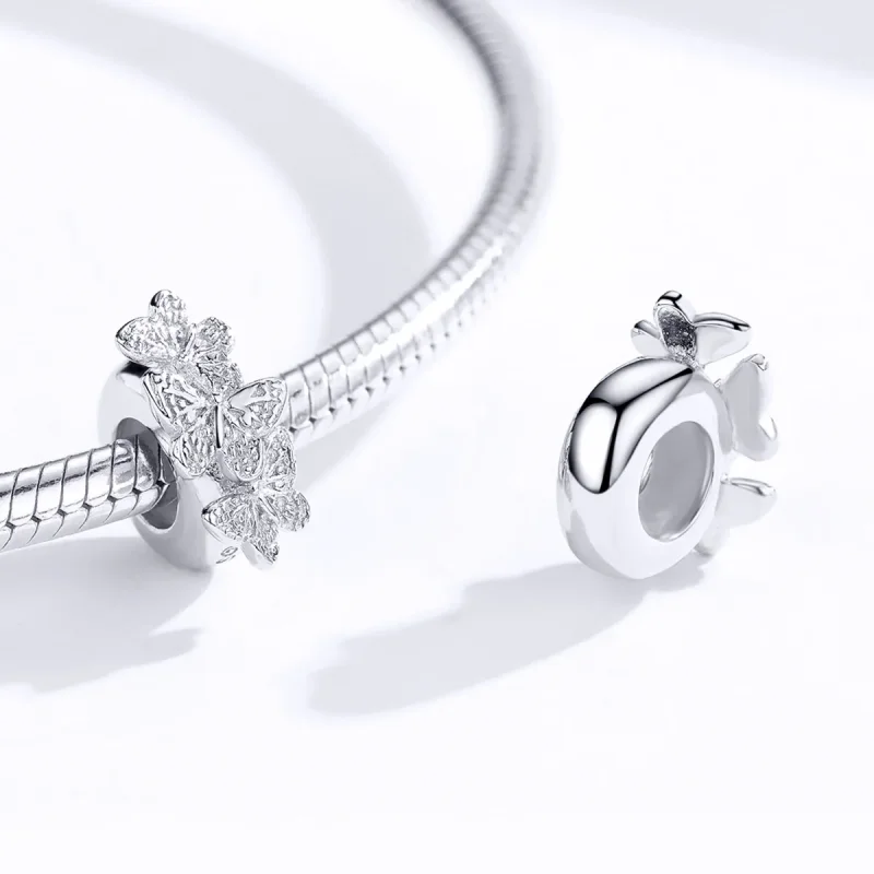 (image for) Pandora Style Silver Spacer Charm, Butterfly - BSC120 - View 4