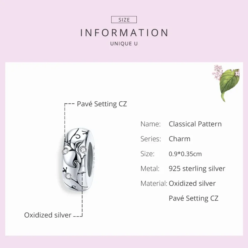 (image for) Pandora Style Silver Spacer Charm, Classical Pattern - SCC1559 - View 7