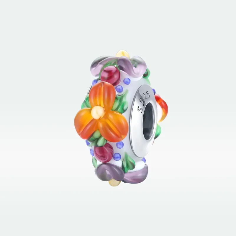 (image for) Pandora Style Silver Spacer Charm, Colorful Flowers - SCC1720 - View 5