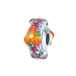 (image for) Pandora Style Silver Spacer Charm, Colorful Flowers - SCC1720