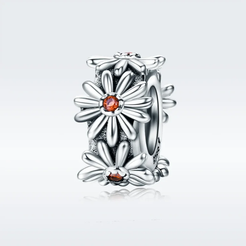 (image for) Pandora Style Silver Spacer Charm, Daisy Wreath - SCC598 - View 2