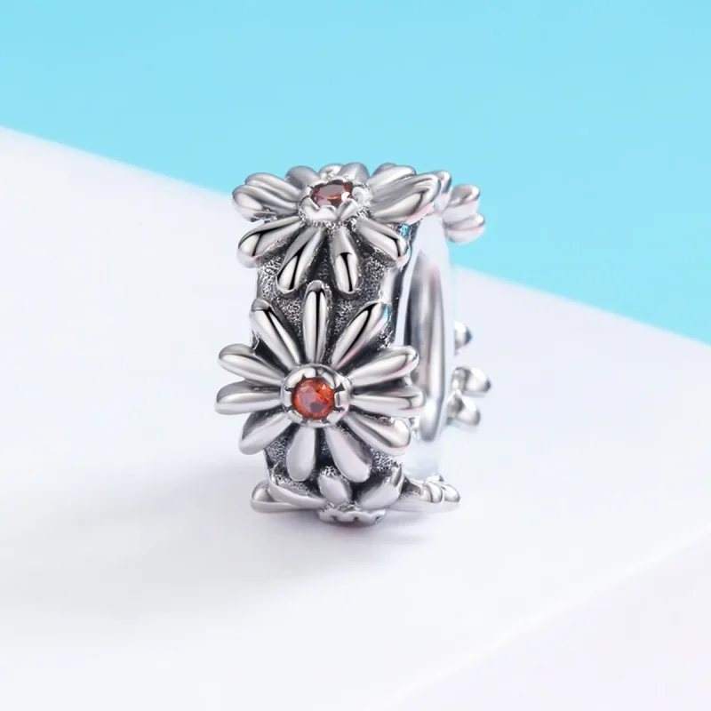 (image for) Pandora Style Silver Spacer Charm, Daisy Wreath - SCC598 - View 3
