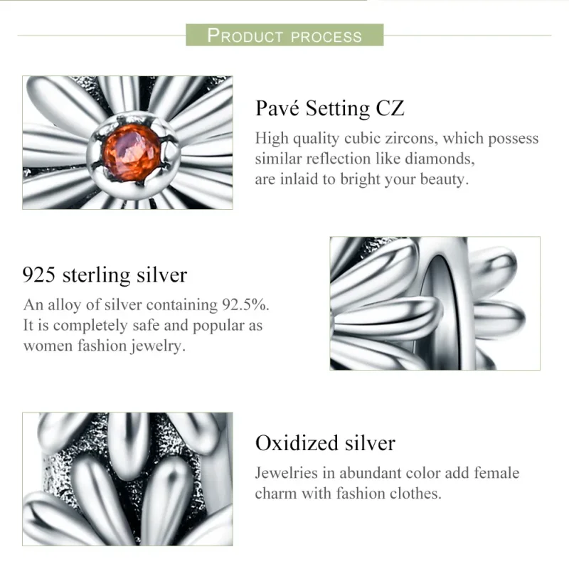 (image for) Pandora Style Silver Spacer Charm, Daisy Wreath - SCC598 - View 7