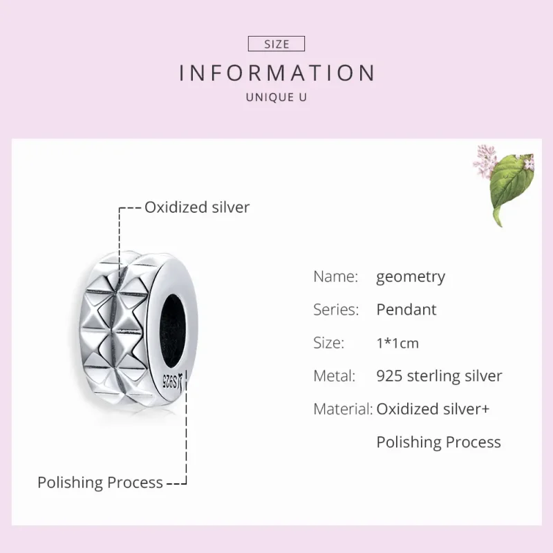 (image for) Pandora Style Silver Spacer Charm, Geometry - SCC1789 - View 7