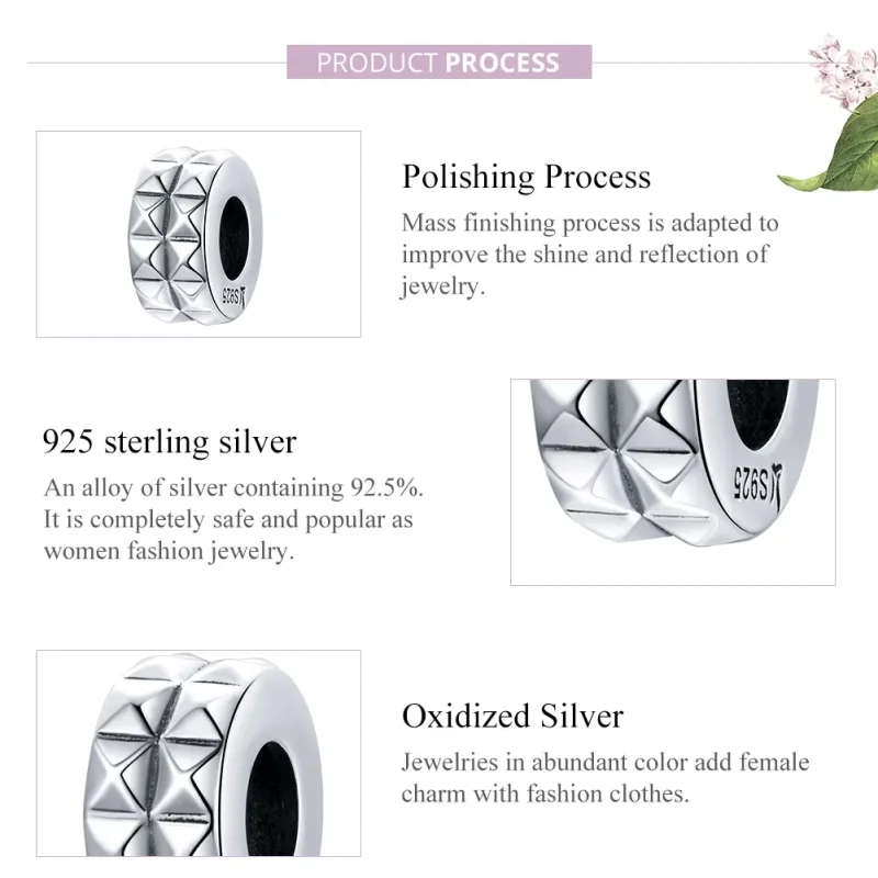 (image for) Pandora Style Silver Spacer Charm, Geometry - SCC1789 - View 8