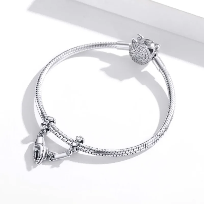 (image for) Pandora Style Silver Spacer Charm, Hand In Hand - SCC1700 - View 3