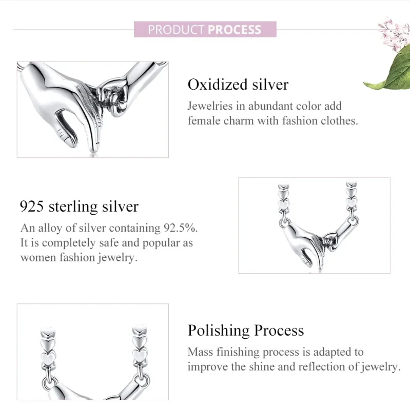 (image for) Pandora Style Silver Spacer Charm, Hand In Hand - SCC1700 - View 8