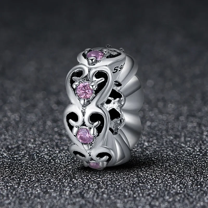 (image for) Pandora Style Silver Spacer Charm, Heart Shape - SCC339 - View 2