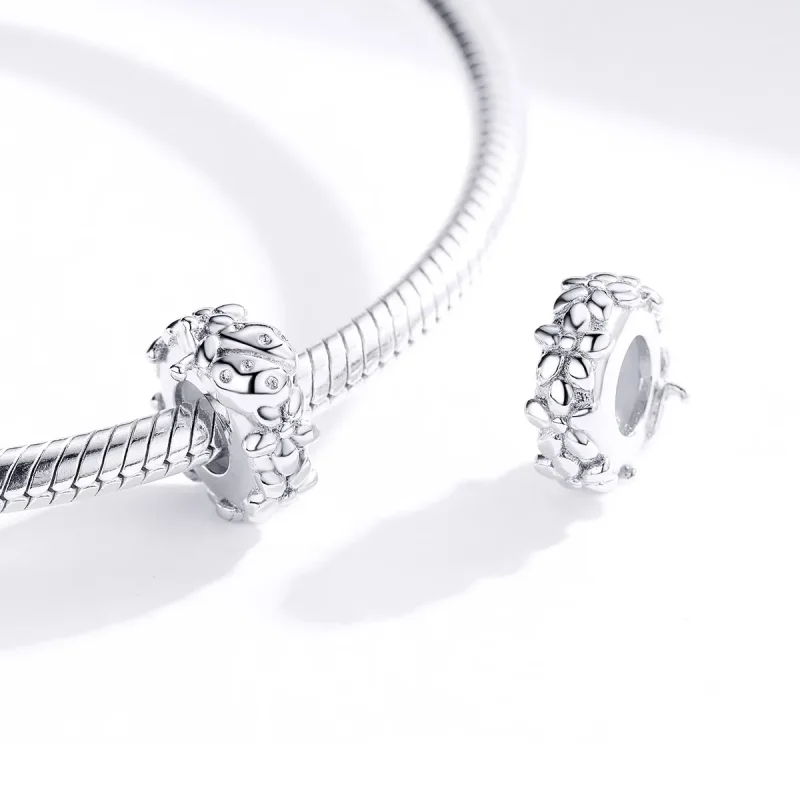 (image for) Pandora Style Silver Spacer Charm, Ladybug - BSC112 - View 3