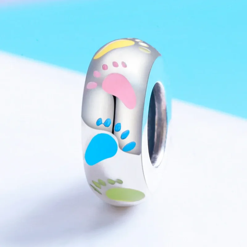 (image for) Pandora Style Silver Spacer Charm, Little Feet - SCC752 - View 2