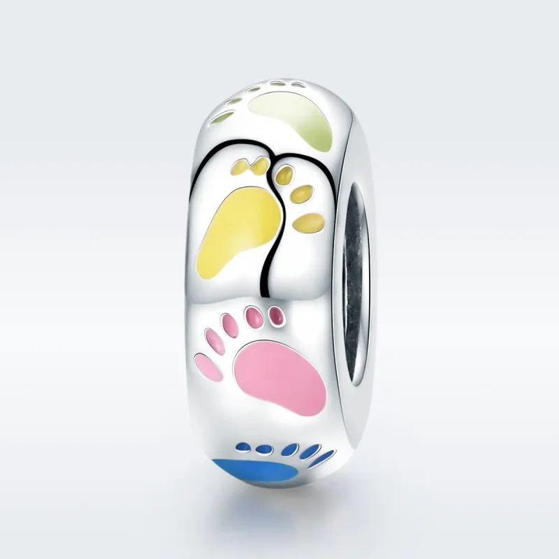 (image for) Pandora Style Silver Spacer Charm, Little Feet - SCC752 - View 3