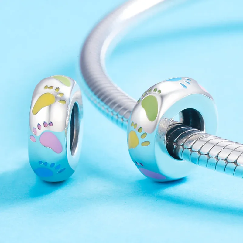 (image for) Pandora Style Silver Spacer Charm, Little Feet - SCC752 - View 4