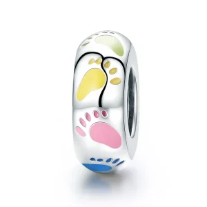 (image for) Pandora Style Silver Spacer Charm, Little Feet - SCC752