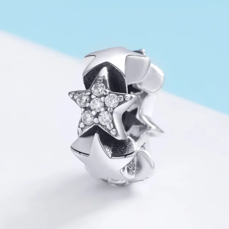 (image for) Pandora Style Silver Spacer Charm, Little Stars - SCC929 - View 2