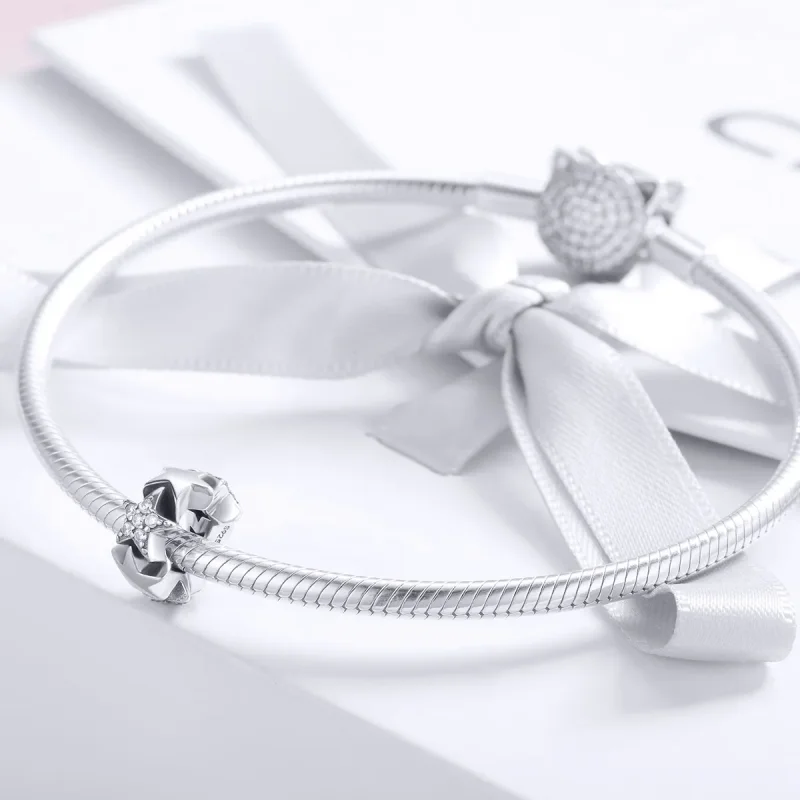 (image for) Pandora Style Silver Spacer Charm, Little Stars - SCC929 - View 3