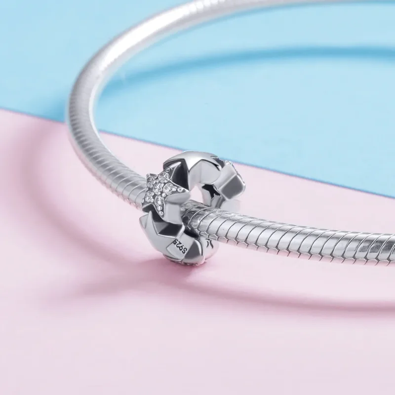 (image for) Pandora Style Silver Spacer Charm, Little Stars - SCC929 - View 4