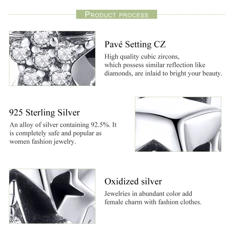 (image for) Pandora Style Silver Spacer Charm, Little Stars - SCC929 - View 7