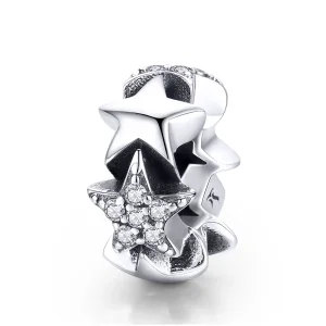 (image for) Pandora Style Silver Spacer Charm, Little Stars - SCC929