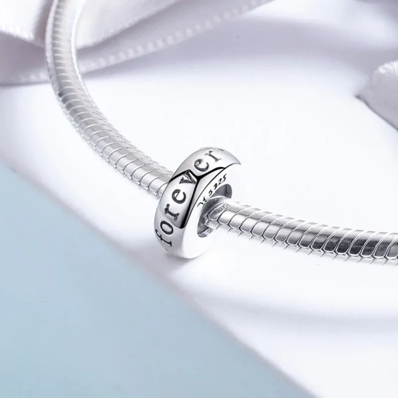 (image for) Pandora Style Silver Spacer Charm, Love You Forever - SCC595 - View 4